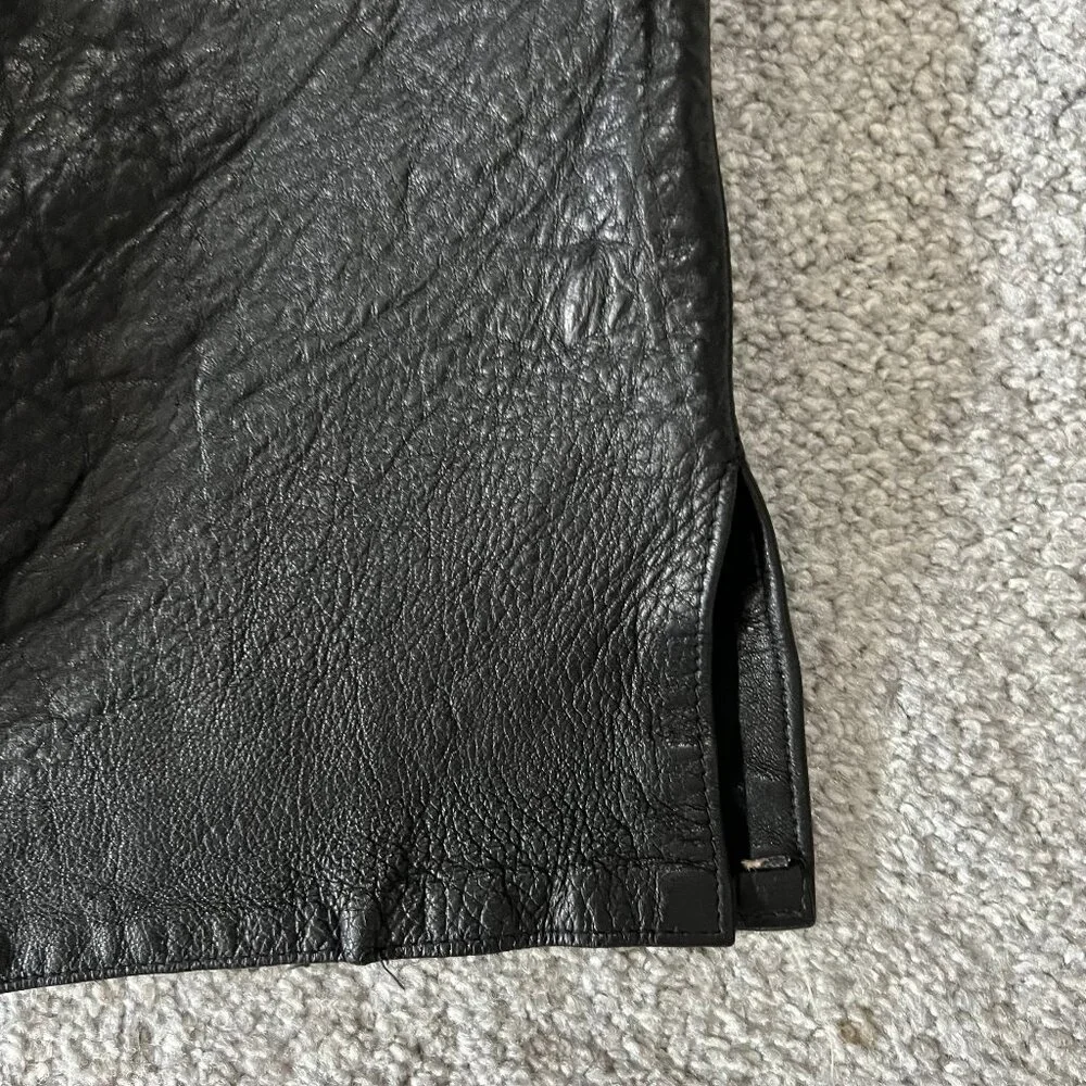 Vintage Ann‎ Taylor skirt womens 4 black leather pencil classic grunge USA 80s - Picture 3 of 13